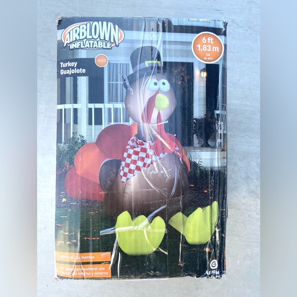 Thanksgiving Gemmy 6 Foot Turkey Air Blown Inflatable Lighted Yard Decoration